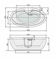 Vision 180x95 + злив-перелив хром